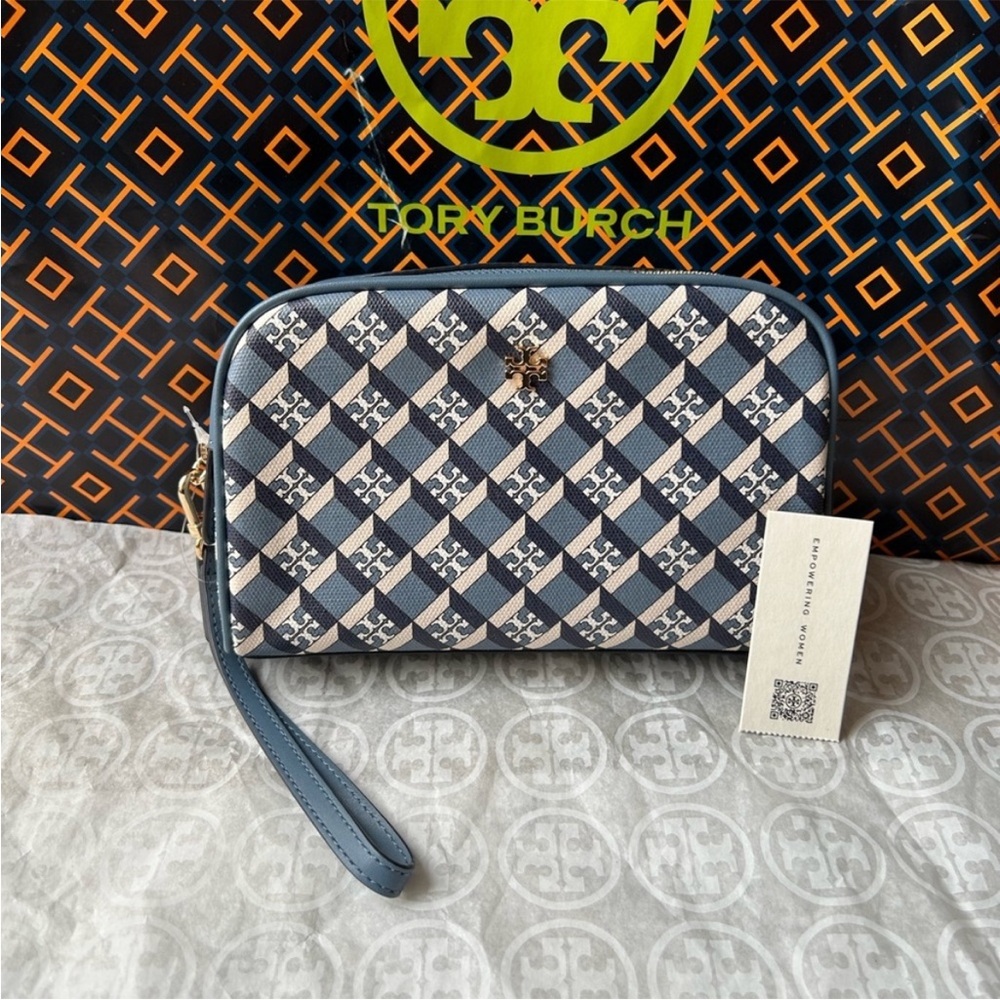 Tory Burch Blue and White Clutch NWT